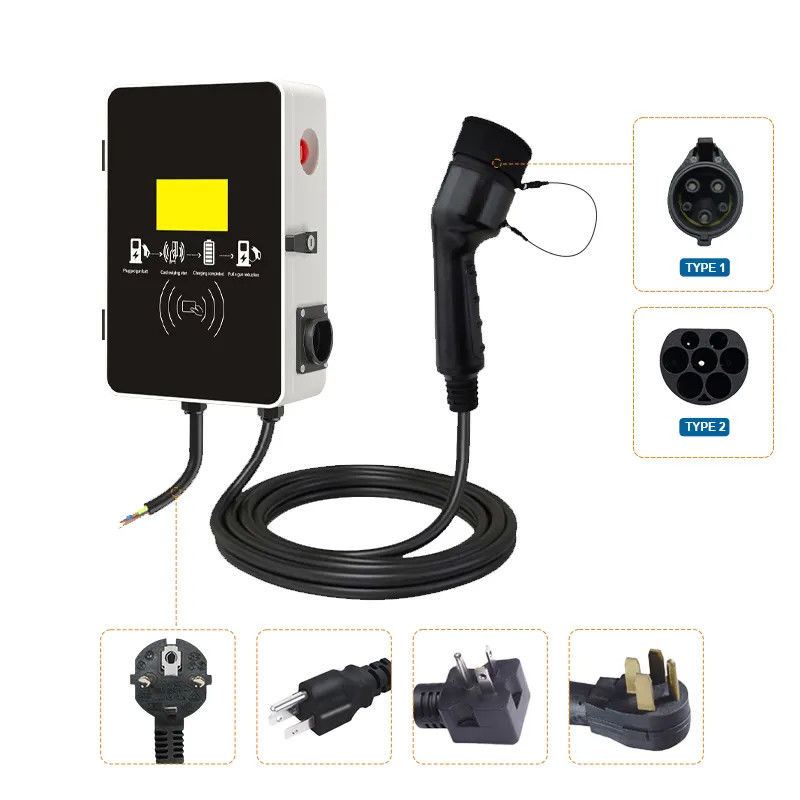 7kw 3 type 1 et Type2 fixés au mur de station de charge de la boîte électrique rapide EV de phase