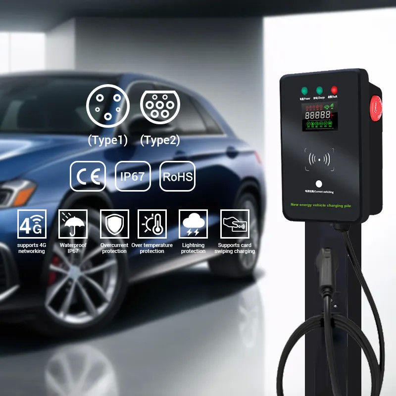 Type1 et Type2 Smart plus grand écran murale station de recharge EV montée Blue Tooth