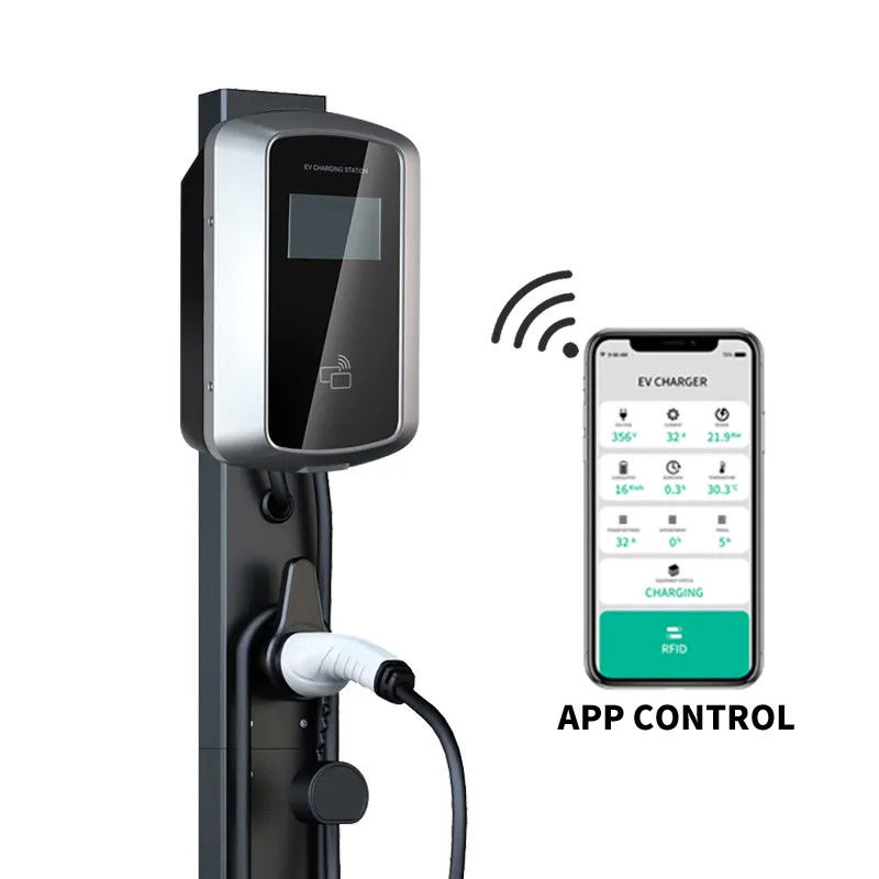 Carte RFID Wifi Bluetooth Station de recharge électrique montée sur le mur Chargeur de voiture 16A 380V