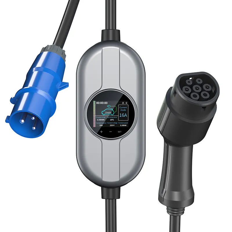 16A 32A 2,5 avance la FCC petit à petit portative de type 1 de chargeur de la station de charge de l'écran EV d'affichage à cristaux liquides EV